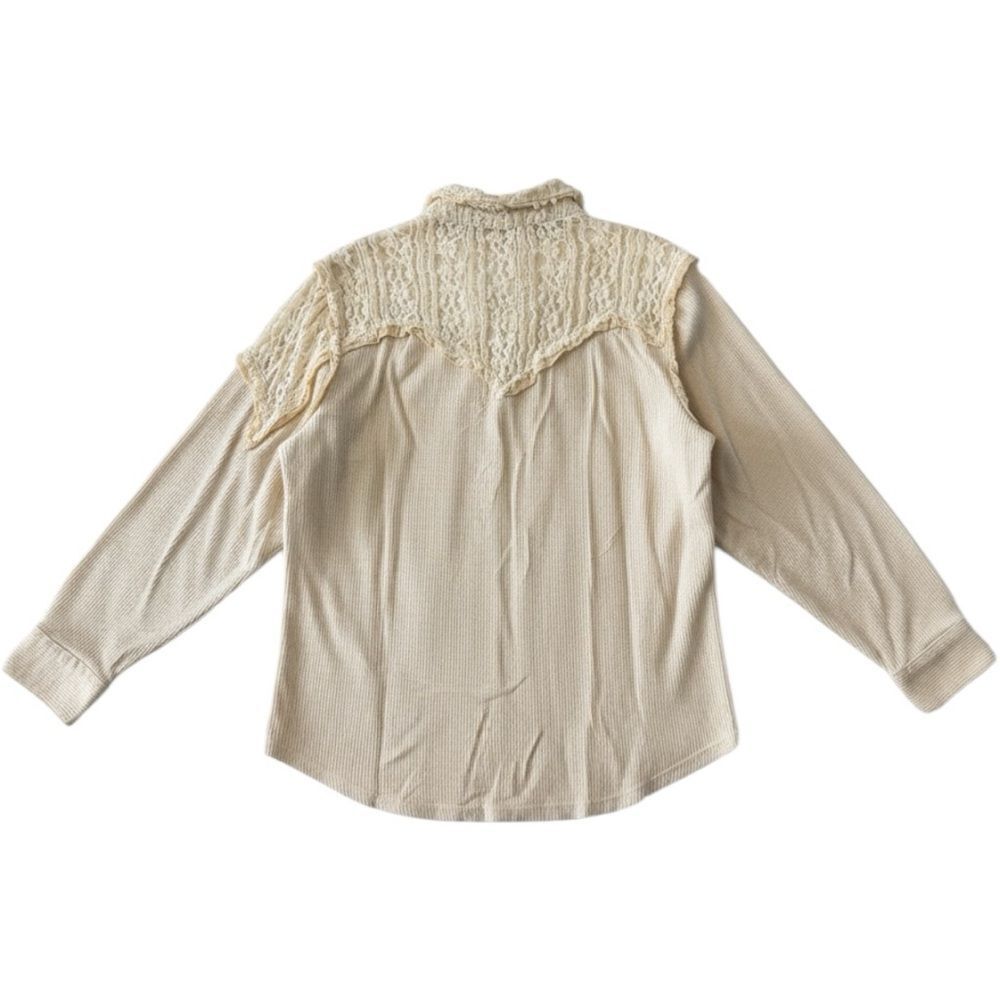 POL Ivory Lace Patchwork Button Up Shacket Size L… - image 6